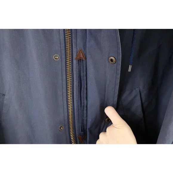 Vintage 90s Ralph Lauren Mens Medium Faded Waxed Cotton Lined Parka Jacket Blue